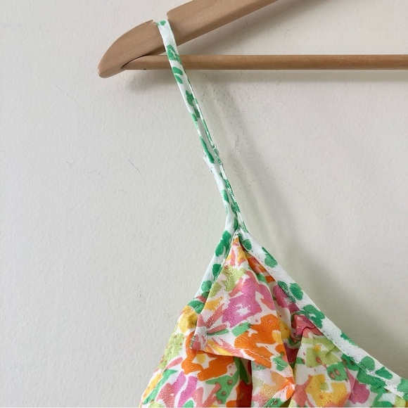 Rixo x Target Green and White Leopard Print Midi Dress With Ruffle Detail SZ S - Picture 5 of 9